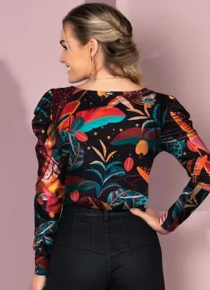 Quintess - Blusa Floral Savana com Mangas Bufantes - QUINTESS