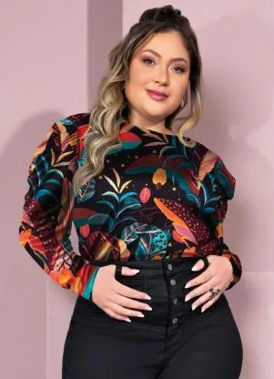 Quintess - Blusa Floral Savana com Mangas Bufantes - QUINTESS