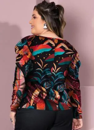 Quintess - Blusa Floral Savana com Mangas Bufantes - QUINTESS