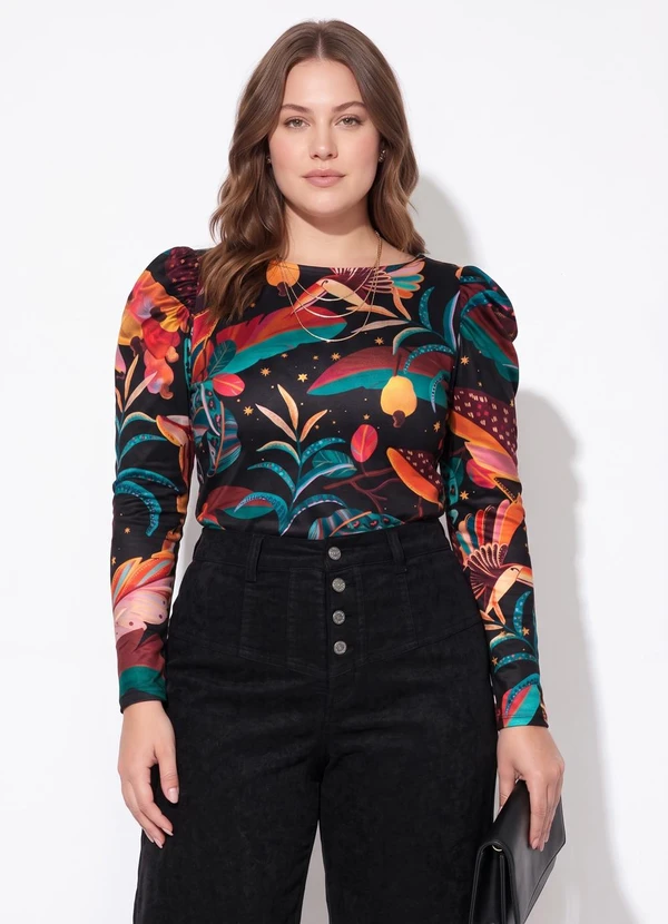 Quintess - Blusa Floral Savana com Mangas Bufantes