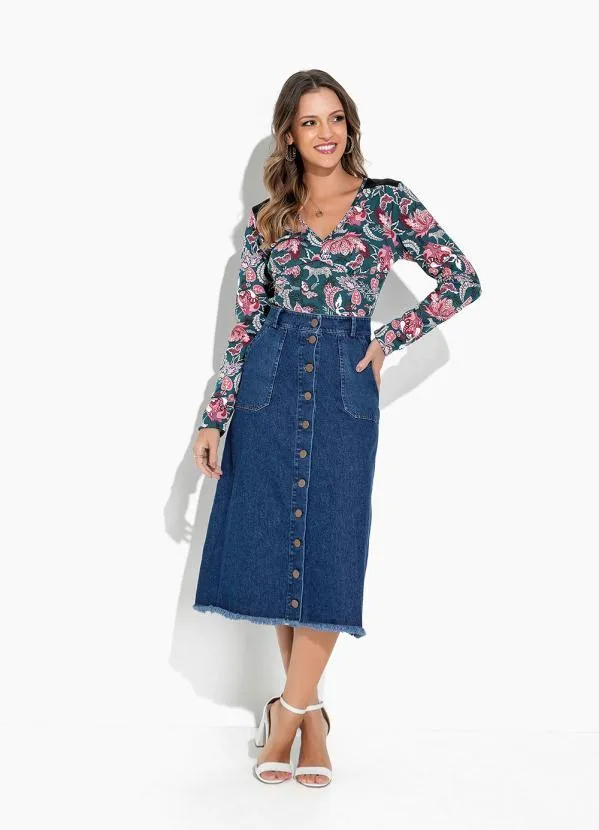 Rosalie - Blusa Floral Verde com Decote V 3