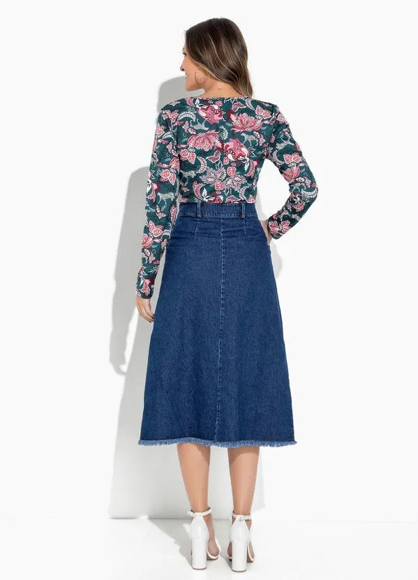 Rosalie - Blusa Floral Verde com Decote V 4