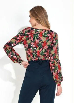 Moda Pop - Blusa Floral Vermelho - MODA POP