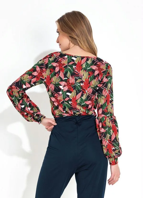 Moda Pop - Blusa Floral Vermelho 2