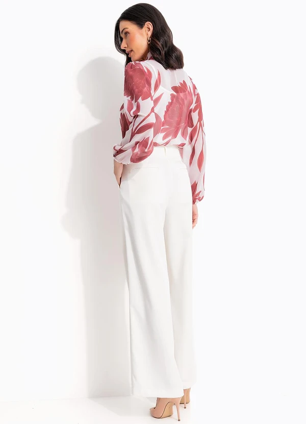 Quintess - Blusa Floral Vinho em Chiffon Fluido 4