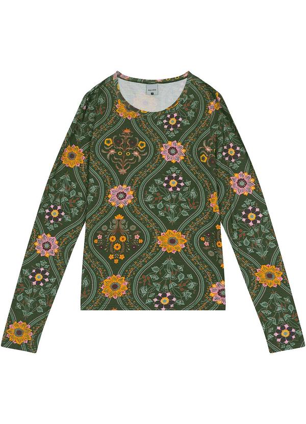 Malwee - Blusa Flores em Viscose Feminina Verde