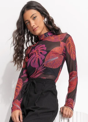 Quintess - Blusa Folhagem Bordada em Tule - QUINTESS