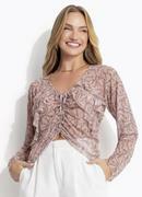 Blusa Folhagem Marrom em Tule