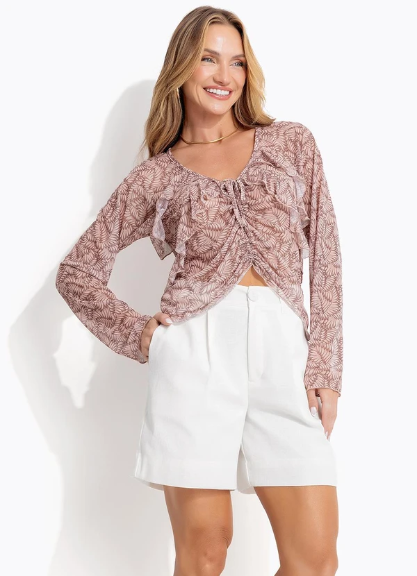 Quintess - Blusa Folhagem Marrom em Tule 7
