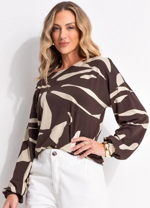 Quintess - Blusa Folhagem Orgânica em Malha de Viscose - QUINTESS