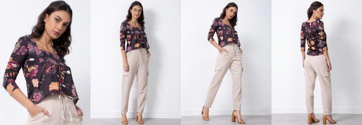 Blusa Folk Dark com Recorte no Busto