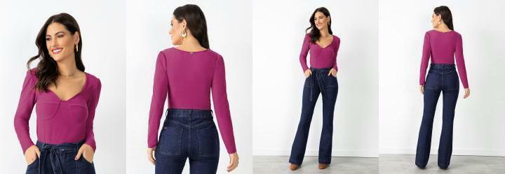Blusa Fcsia com Recortes no Busto