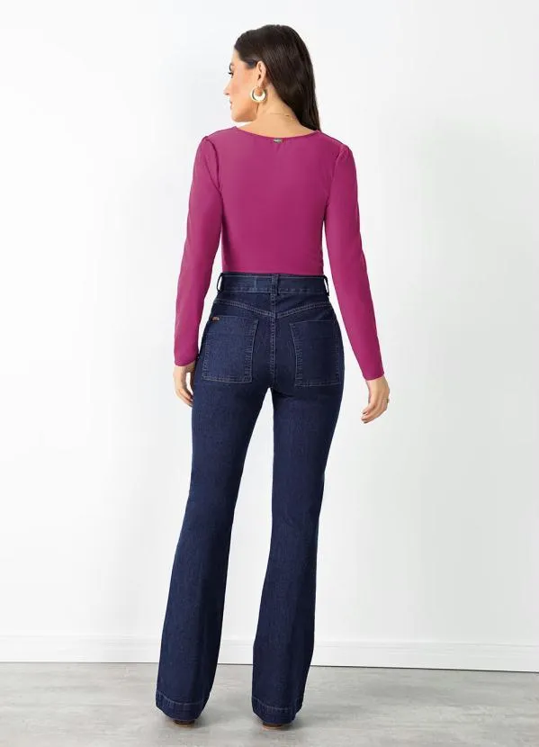 Quintess - Blusa Fúcsia com Recortes no Busto 4