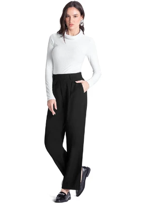 Outlet - Blusa Gola Alta Canelada Feminino Branco - OUTLET