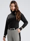Gris - Blusa Gola Alta Texturizado Marrom Escuro - variação: Preto
