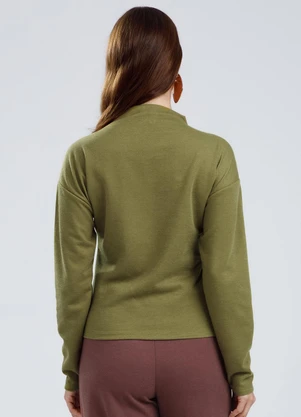 Gris - Blusa Gola Alta em Tecido Texturizado Verde - GRIS