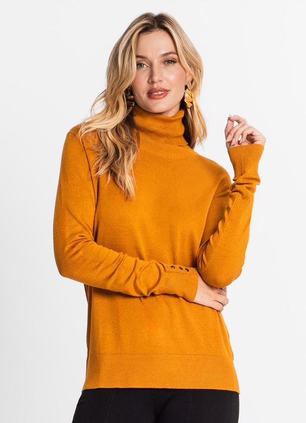 Endless - Blusa Gola Alta Feminina em Tricot Amarelo