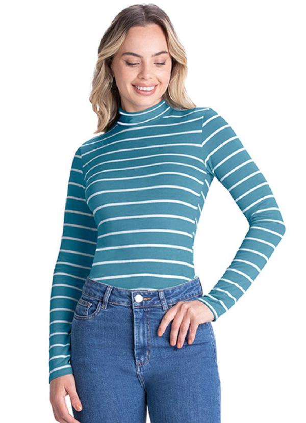 Rezzato - Blusa Gola Alta Listrada Feminino Azul