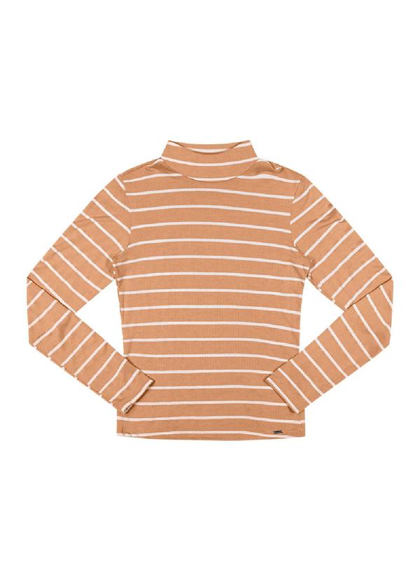 Rezzato - Blusa Gola Alta Listrada Feminino Marrom