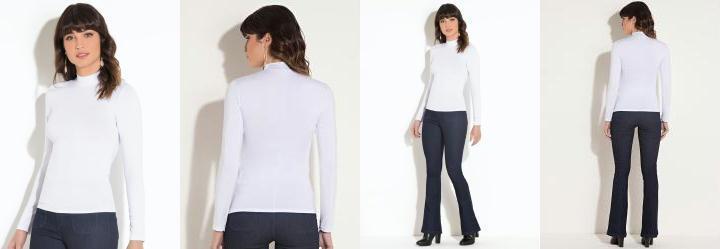 Blusa Gola Alta Mangas Longas Branca