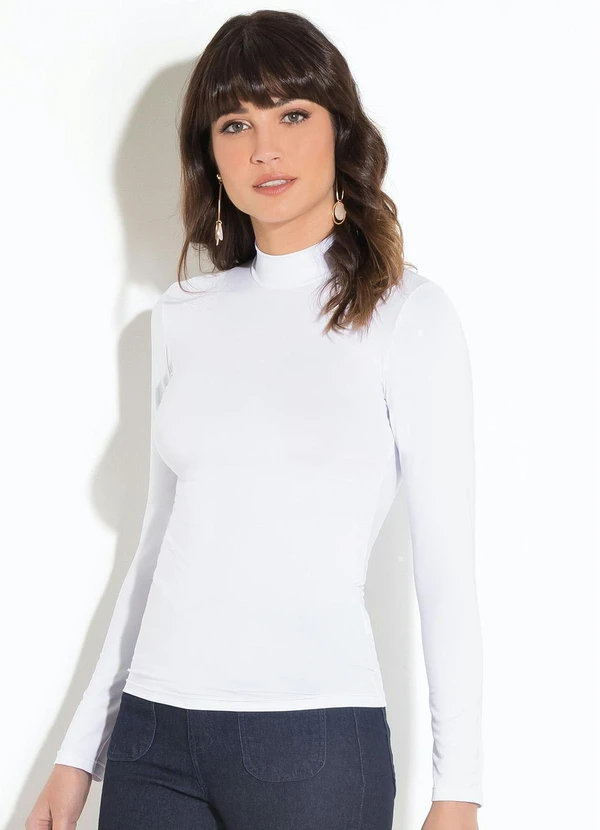 Quintess Blusa Gola Alta Mangas Longas Branca