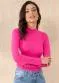Quintess - Blusa Gola Alta Mangas Longas Preta - variação: Pink