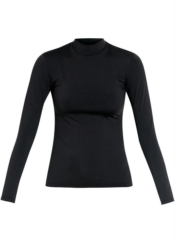 Quintess - Blusa Gola Alta Mangas Longas Preta 10