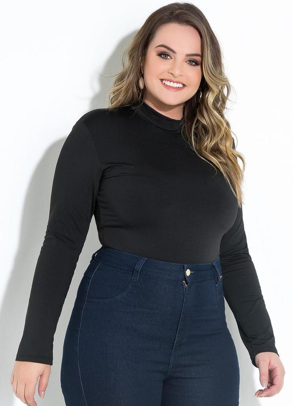 Quintess - Blusa Gola Alta Mangas Longas Preta 11