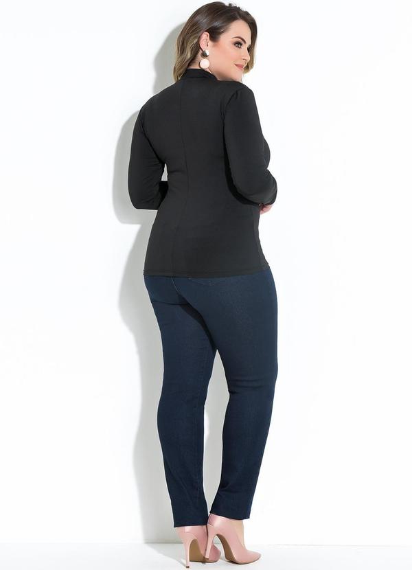 Quintess - Blusa Gola Alta Mangas Longas Preta 14