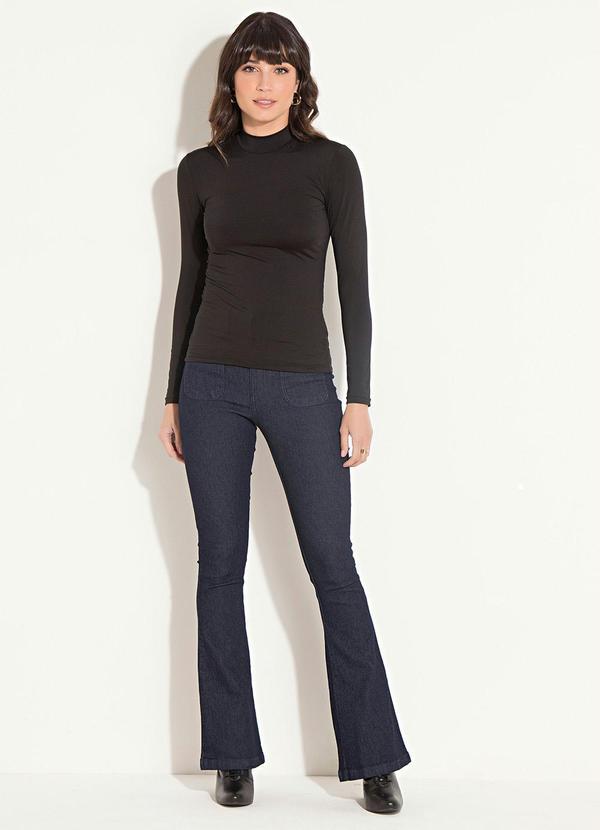 Quintess - Blusa Gola Alta Mangas Longas Preta 8