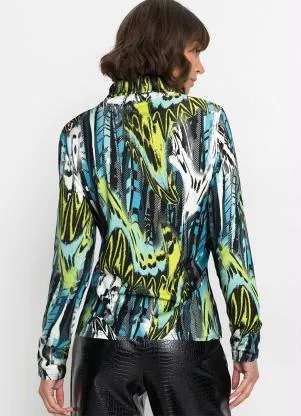 bonprix - Blusa Gola Alta New Waves Verde - BONPRIX