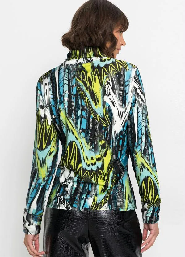 bonprix - Blusa Gola Alta New Waves Verde