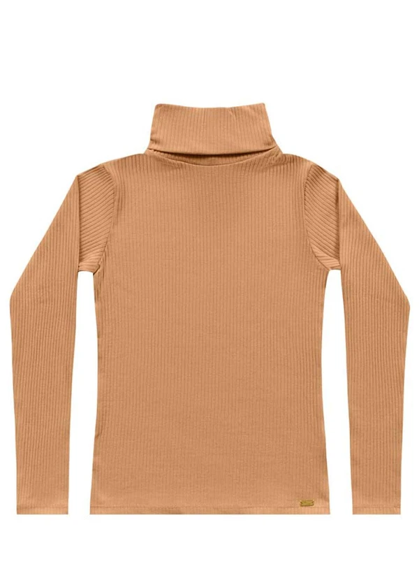 Angel - Blusa Gola Alta Ribana Basic Bege