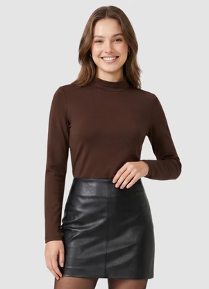 Yends Fashion - Blusa Gola Alta Suplex Térm Segunda Pele Marrom - YENDS FASHION