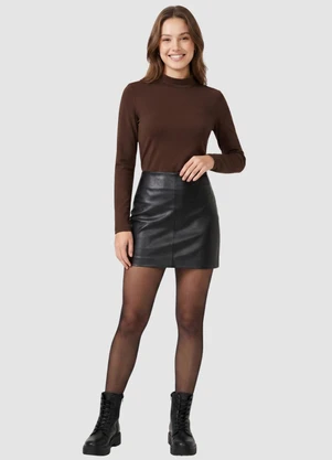 Yends Fashion - Blusa Gola Alta Suplex Térm Segunda Pele Marrom - YENDS FASHION
