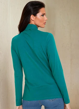 bonprix - Blusa Gola Alta Verde Escuro - BONPRIX