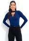 bonprix - Blusa Gola Choker Mescla - variação: Azul Marinho