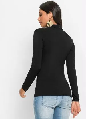 bonprix - Blusa Gola Choker Preta - BONPRIX