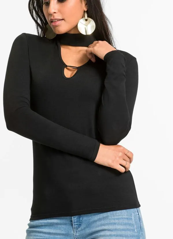 bonprix - Blusa Gola Choker Preta 3