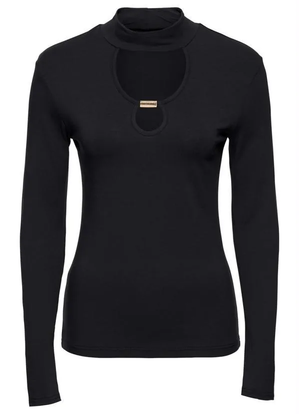 bonprix - Blusa Gola Choker Preta 6