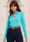 bonprix - Blusa Gola Choker Mescla - variação: Verde Jade