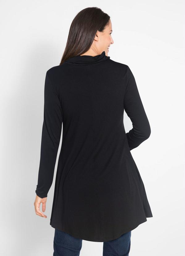 bonprix - Blusa Gola Degagê Mangas Longas Preta 2