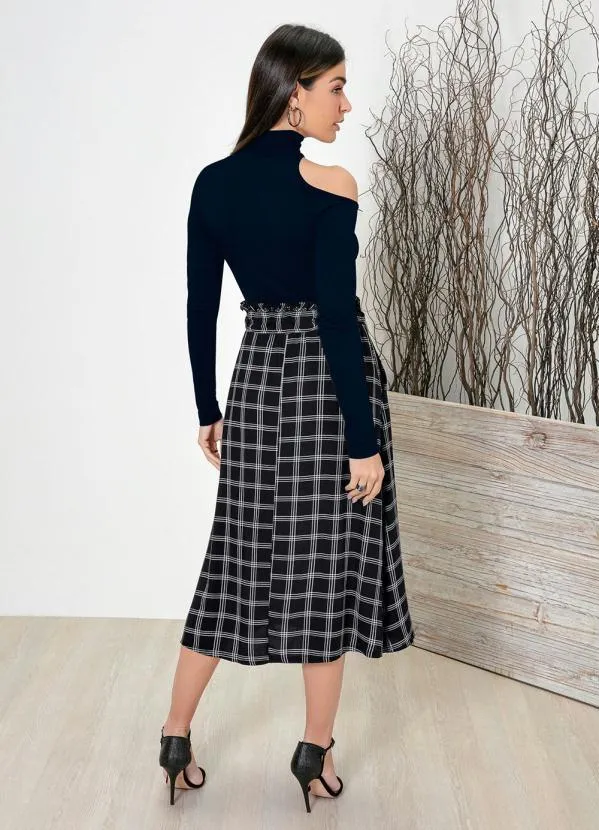 bonprix - Blusa Gola Rolê com Recorte Azul Marinho 4