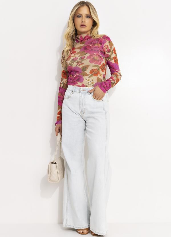 Farm - Blusa Gola Tule Izabel Bege 3