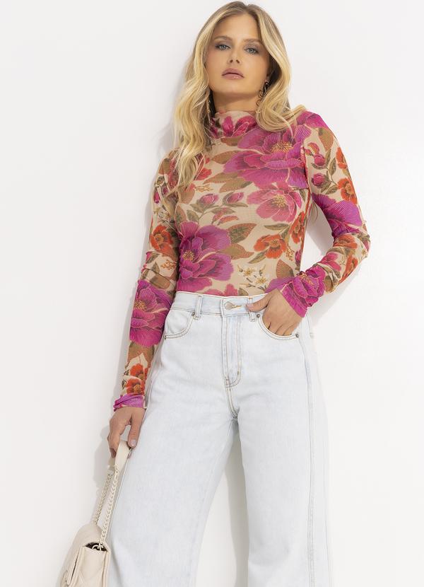 Farm - Blusa Gola Tule Izabel Bege 6