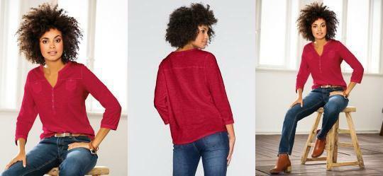 Blusa Henley de Algodo Vermelho