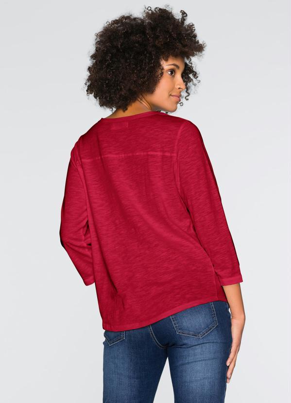 bonprix - Blusa Henley de Algodão Vermelho 2