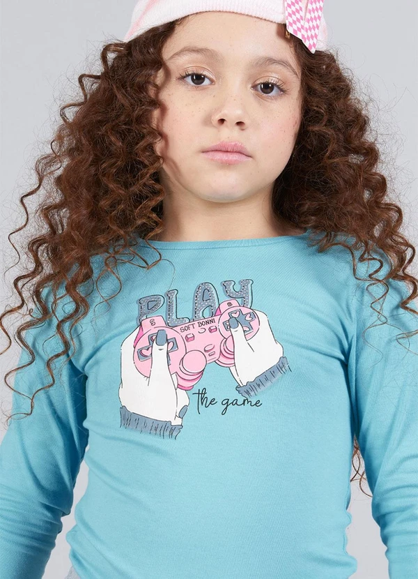 Soft Bonni - Blusa Infantil Menina Cotton Azul