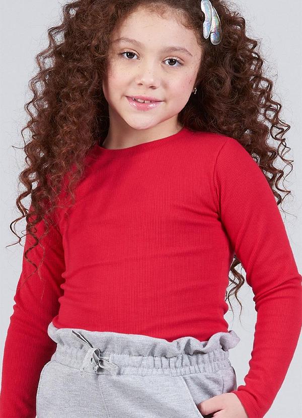 Soft Bonni - Blusa Infantil Menina Punho Vermelho