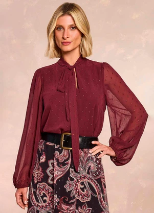 Doce Trama - Blusa Jardim Boho em Chiffon Roxo - DOCE TRAMA